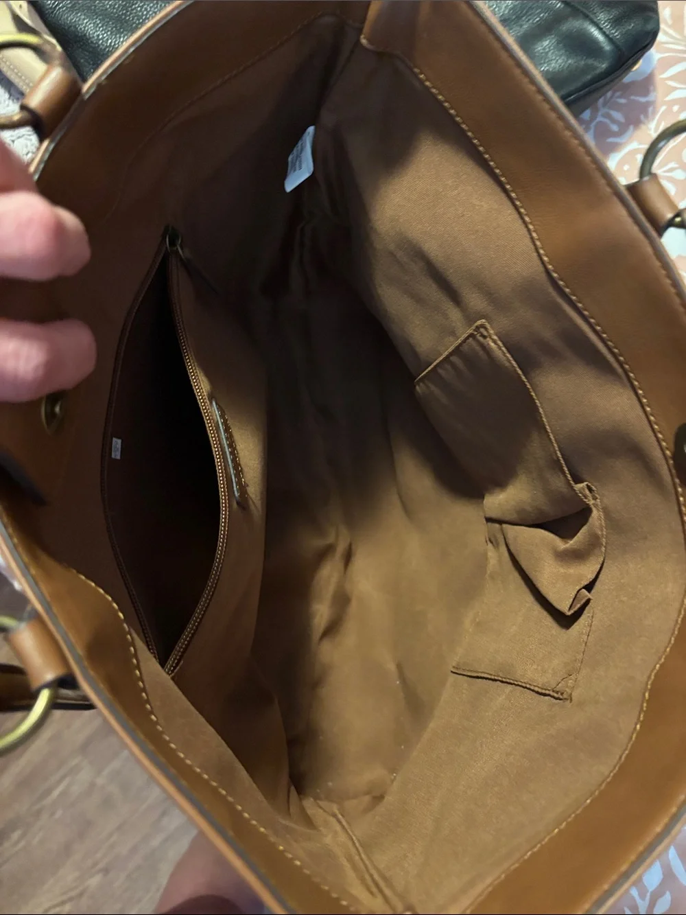 FRYE AND CO. Embossed Floral Tan Leather Tote
